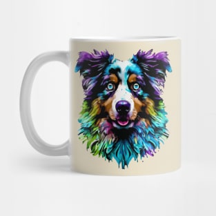 Cute Australian Shepherd Dog Stencil Artwork Mug